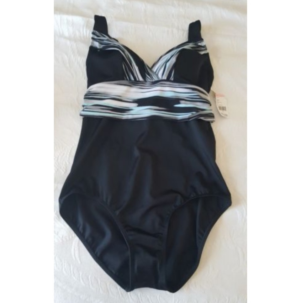 New INCHES OFF Tropical Escape 1pc One Piece Swimsuit size 14
